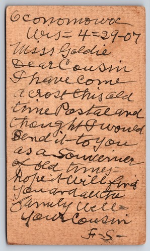 Postal card hand written - card,